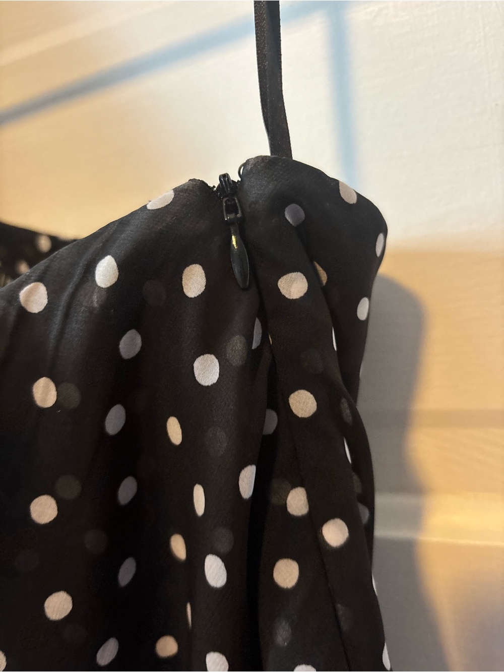 White House Black Market Black One-Shoulder Polka Dot Dress - Picture 4 of 7